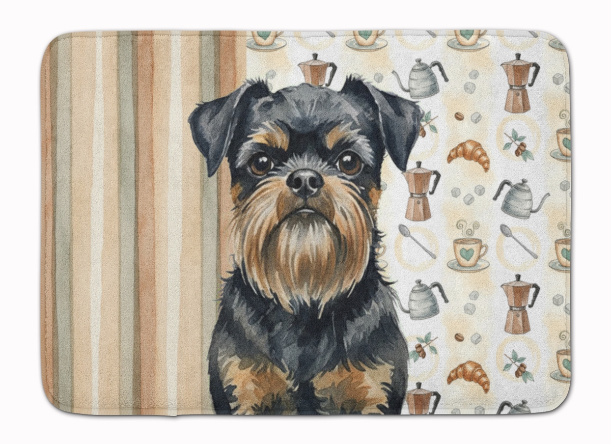 WDK7347RUG 19 x 27 in. Black & Tan Brussels Griffon Coffee Bar Memory Foam Kitchen Mat