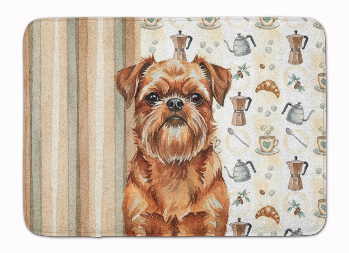WDK7348RUG 19 x 27 in. Red Brussels Griffon Coffee Bar Memory Foam Kitchen Mat
