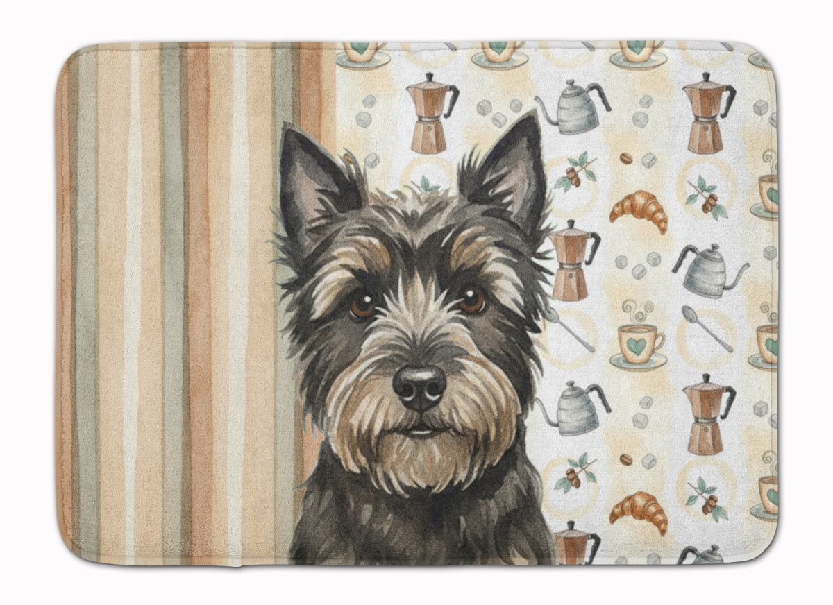 WDK7355RUG 19 x 27 in. Black Cairn Terrier Coffee Bar Memory Foam Kitchen Mat