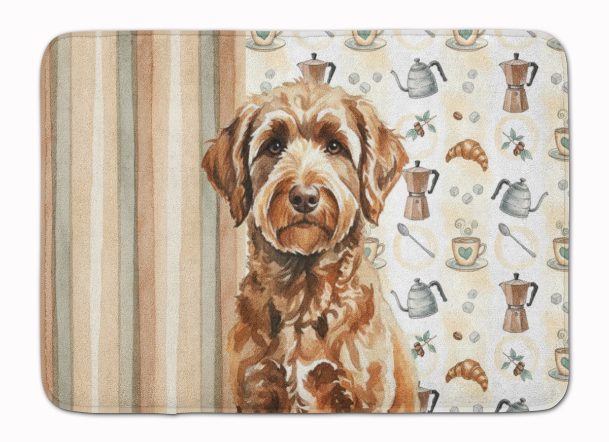 WDK7490RUG 19 x 27 in. Chocolate Labradoodle Coffee Bar Memory Foam Kitchen Mat