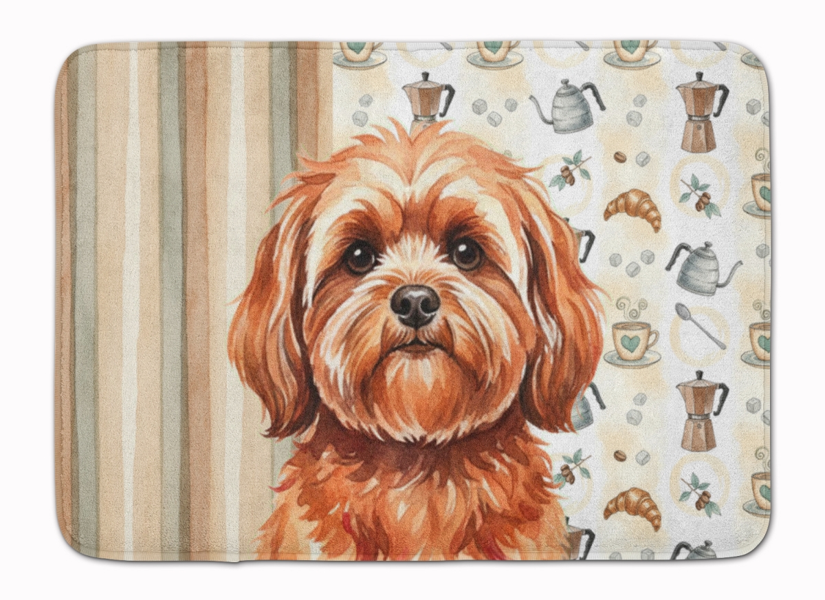 WDK7504RUG 19 x 27 in. Red Lhasa Apso Coffee Bar Memory Foam Kitchen Mat