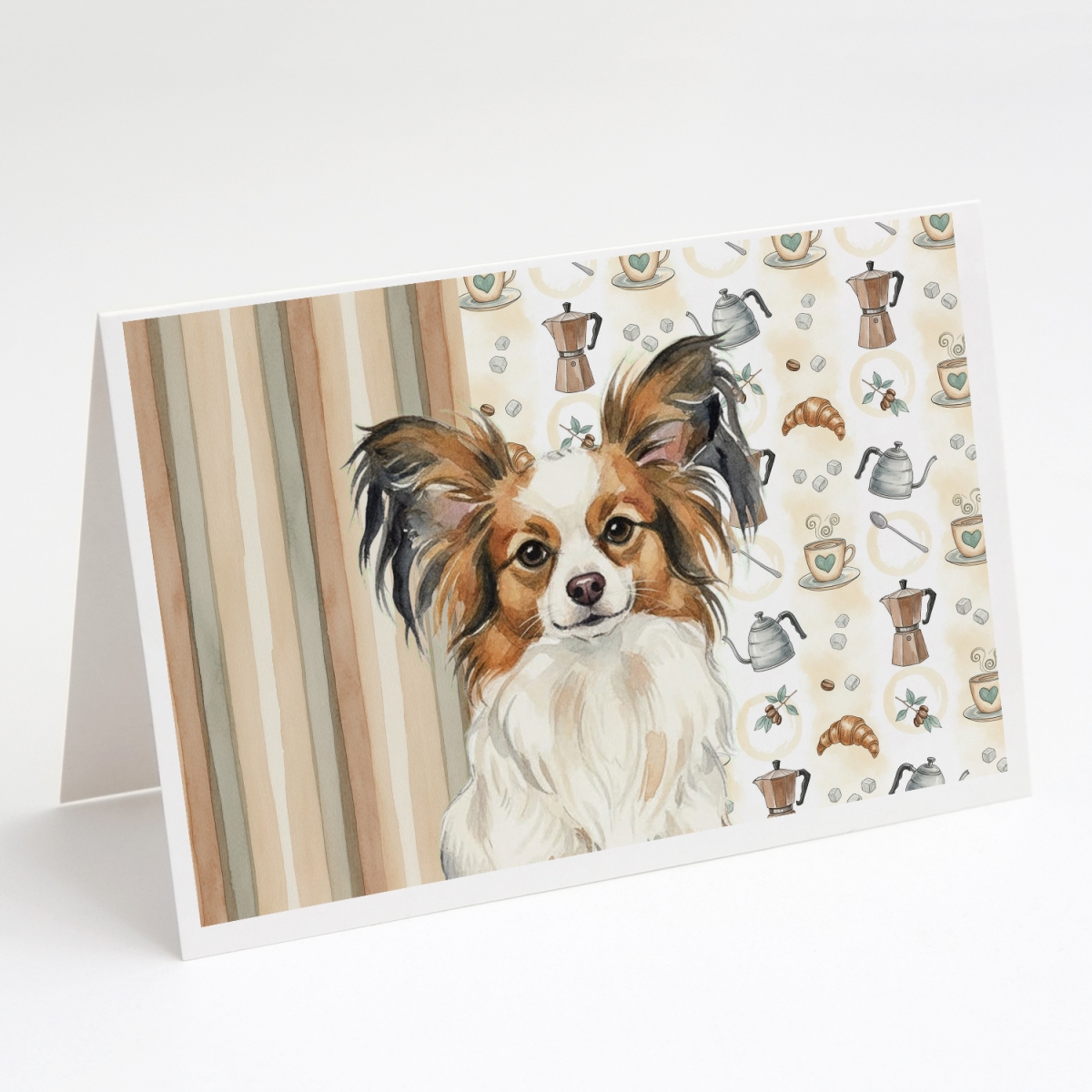 WDK7545GCA7P 5 x 7 in. White with Sable Papillon Coffee Bar Greeting Cards, Pack of 8