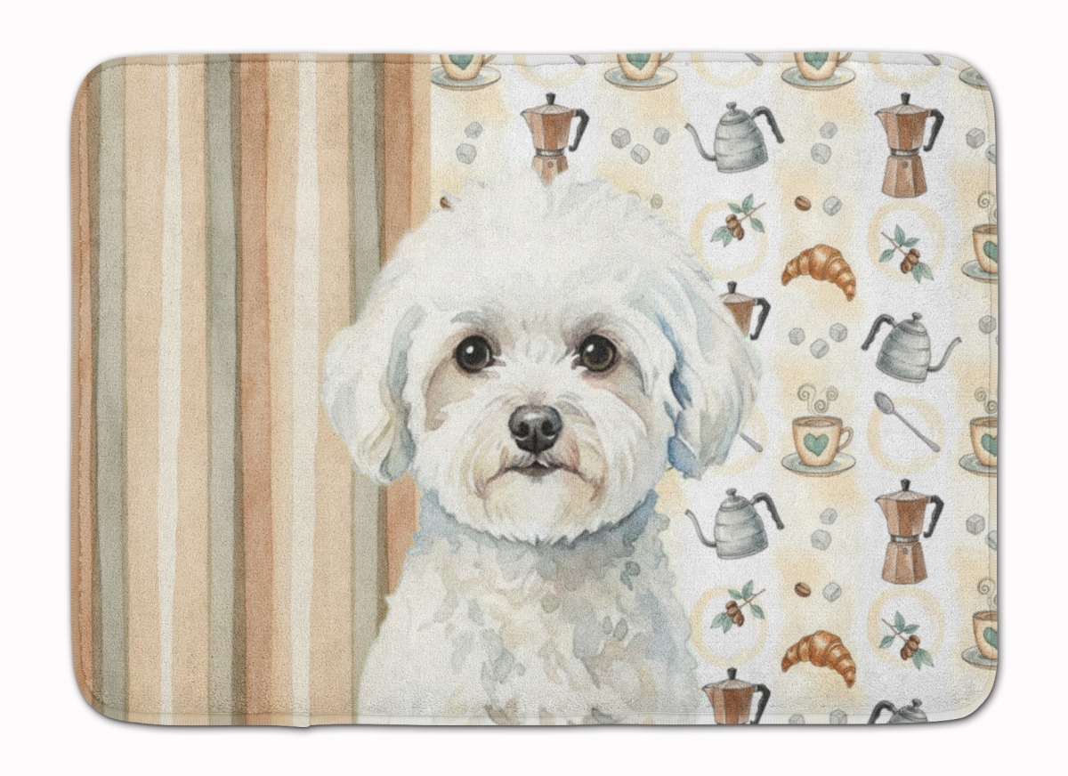 WDK7314RUG 19 x 27 in. Bichon Frise Coffee Bar Memory Foam Kitchen Mat