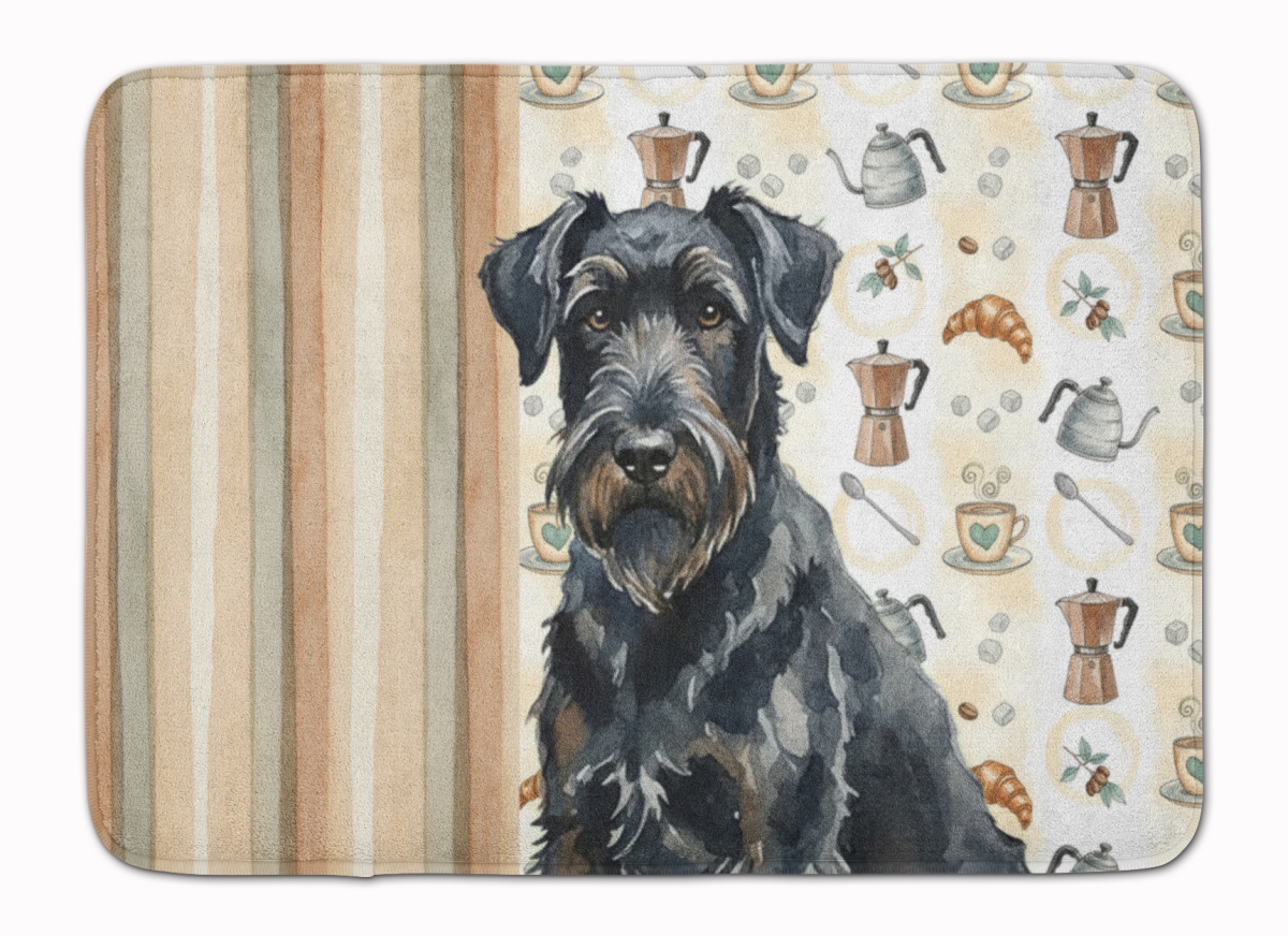 WDK7316RUG 19 x 27 in. Black Russian Terrier Coffee Bar Memory Foam Kitchen Mat