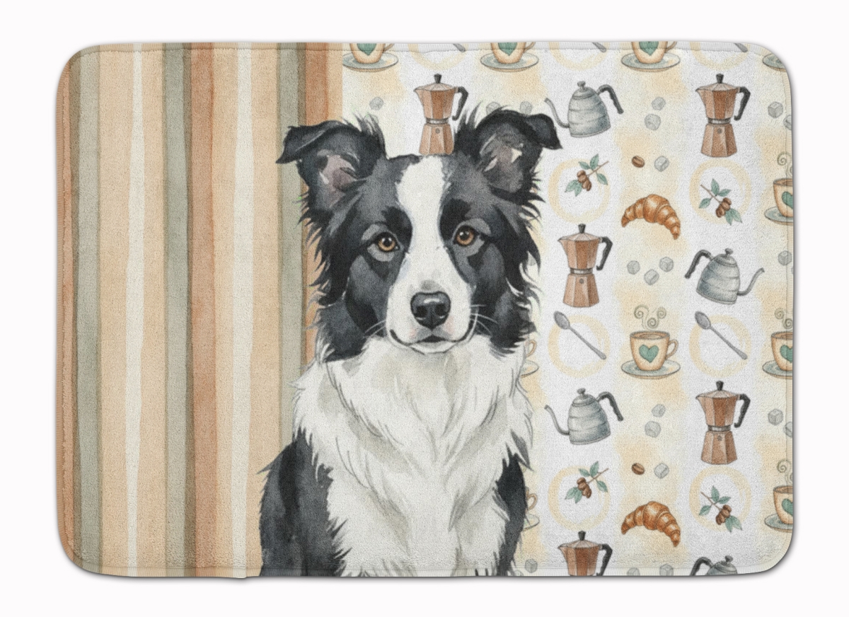 WDK7323RUG 19 x 27 in. Border Collie Coffee Bar Memory Foam Kitchen Mat