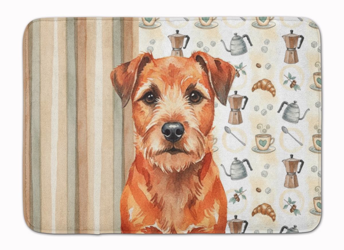 WDK7327RUG 19 x 27 in. Red Border Terrier Coffee Bar Memory Foam Kitchen Mat