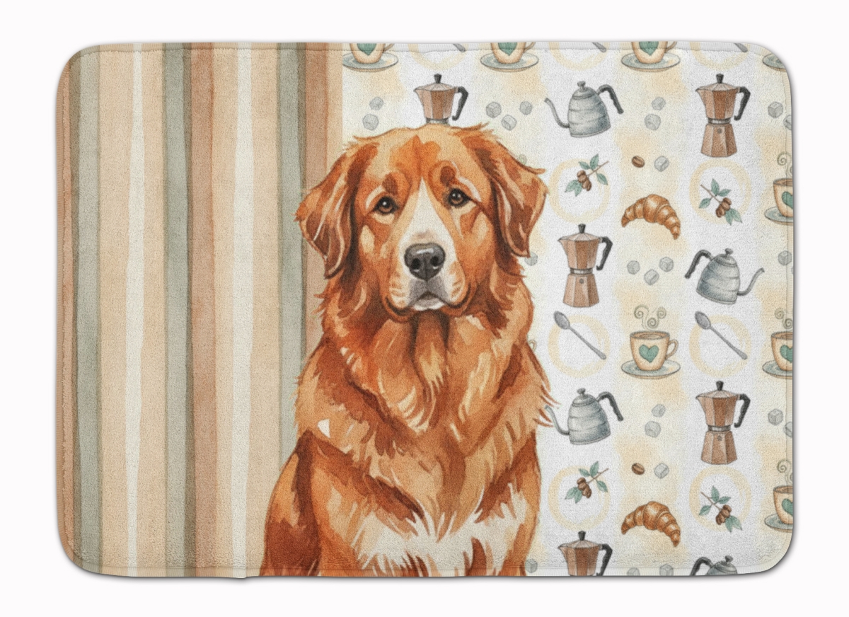 WDK7457RUG 19 x 27 in. Reddish Brown Great Pyrenees Coffee Bar Memory Foam Kitchen Mat