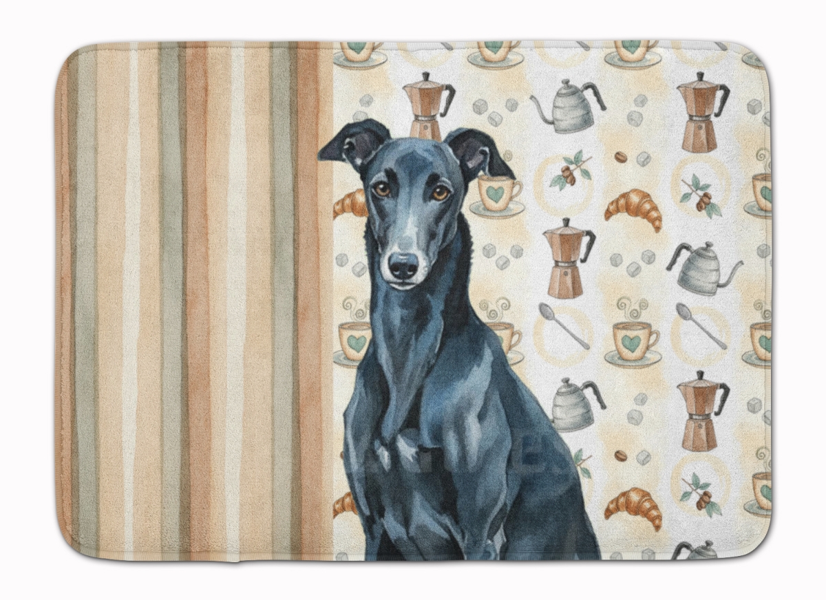 WDK7461RUG 19 x 27 in. Black Greyhound Coffee Bar Memory Foam Kitchen Mat