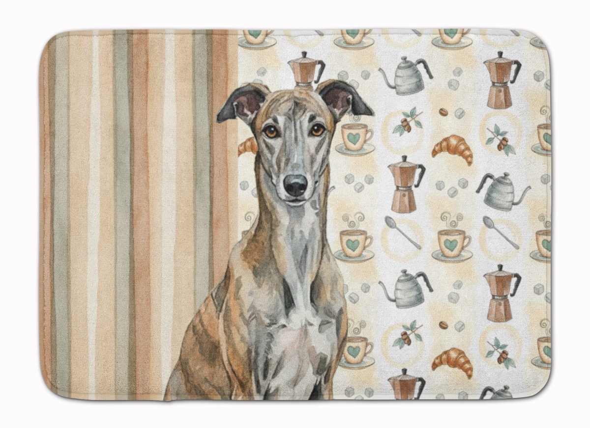 WDK7463RUG 19 x 27 in. Brindle Greyhound Coffee Bar Memory Foam Kitchen Mat