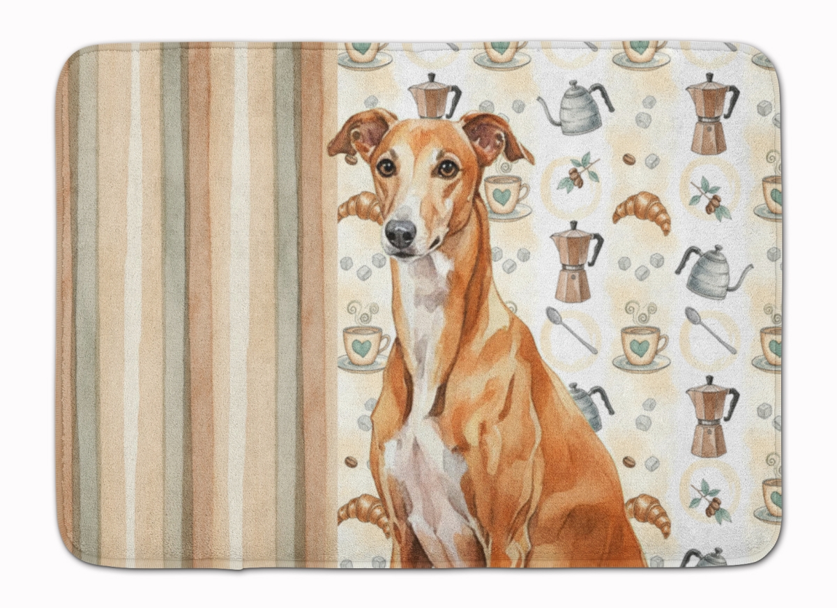 WDK7465RUG 19 x 27 in. Red Greyhound Coffee Bar Memory Foam Kitchen Mat