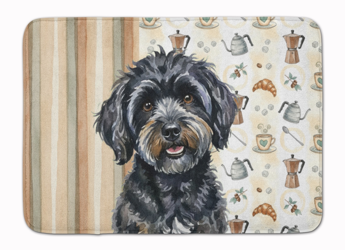 WDK7467RUG 19 x 27 in. Black Havanese Coffee Bar Memory Foam Kitchen Mat