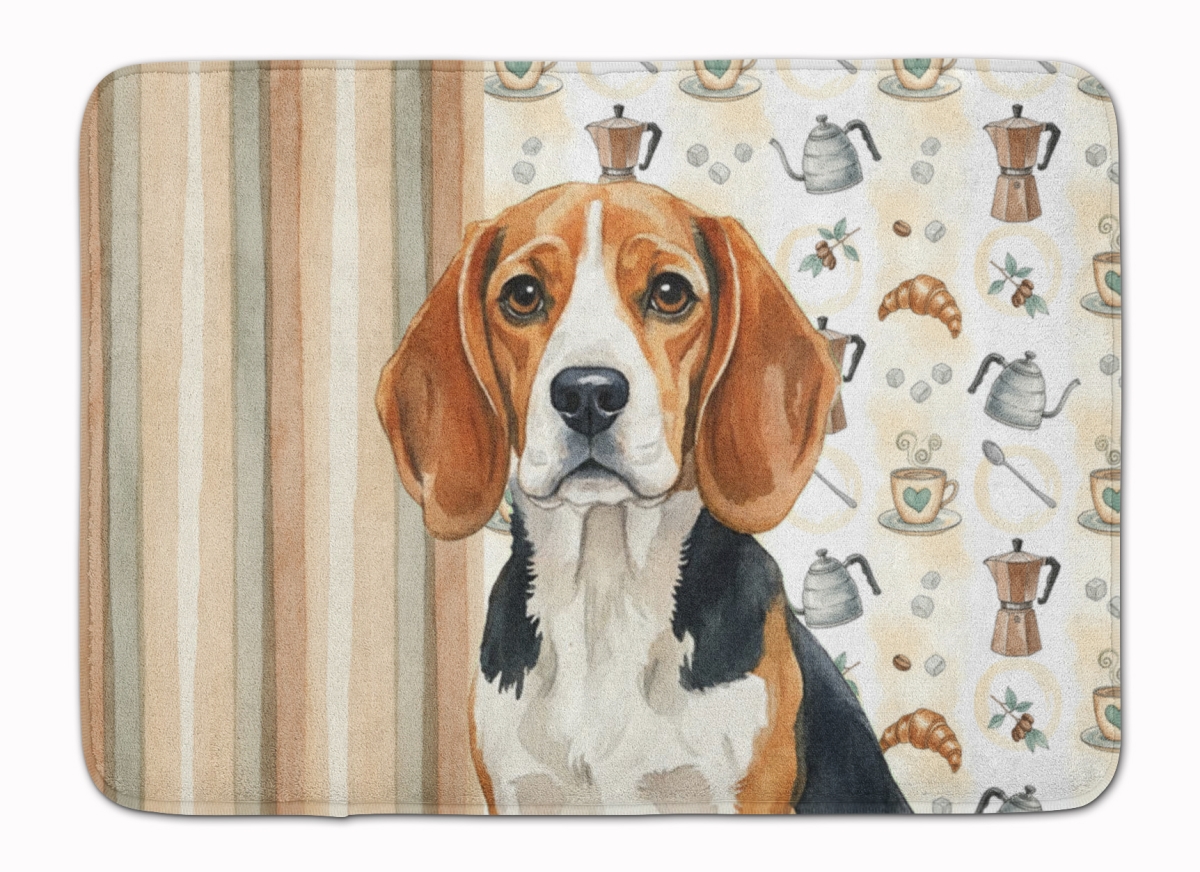 WDK7299RUG 19 x 27 in. Beagle Coffee Bar Memory Foam Kitchen Mat