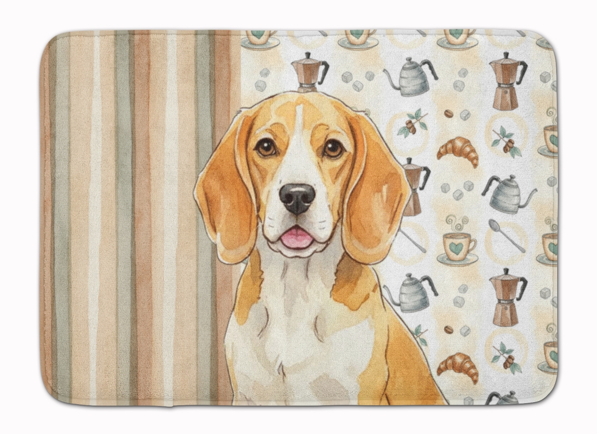 WDK7300RUG 19 x 27 in. Lemon & White Beagle Coffee Bar Memory Foam Kitchen Mat