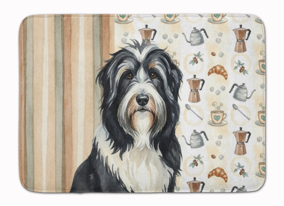 WDK7301RUG 19 x 27 in. Black Bearded Collie Coffee Bar Memory Foam Kitchen Mat