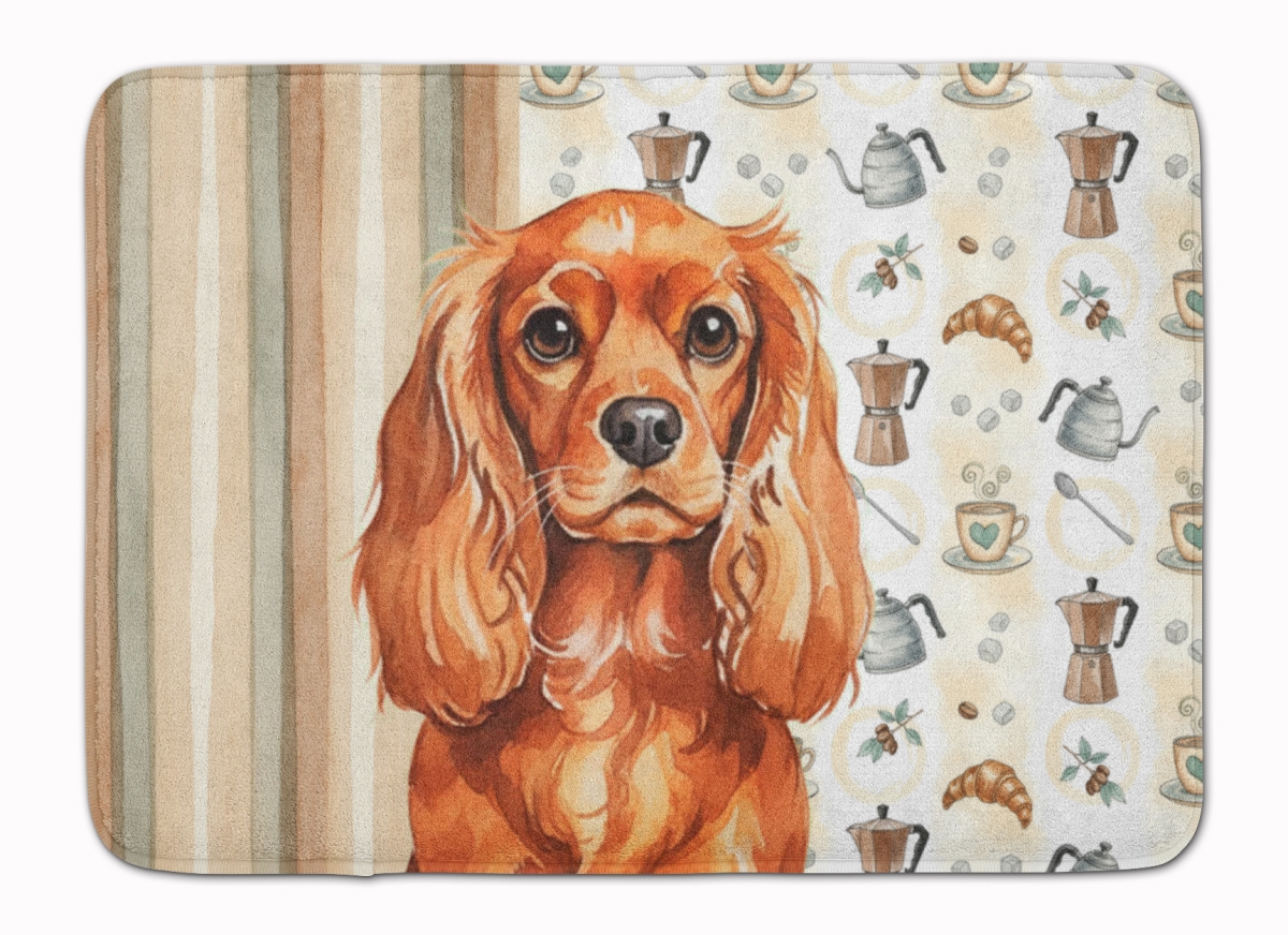 WDK7436RUG 19 x 27 in. Ruby English Toy Spaniel Coffee Bar Memory Foam Kitchen Mat