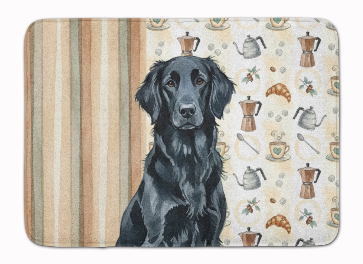 WDK7438RUG 19 x 27 in. Black Flat-Coated Retriever Coffee Bar Memory Foam Kitchen Mat