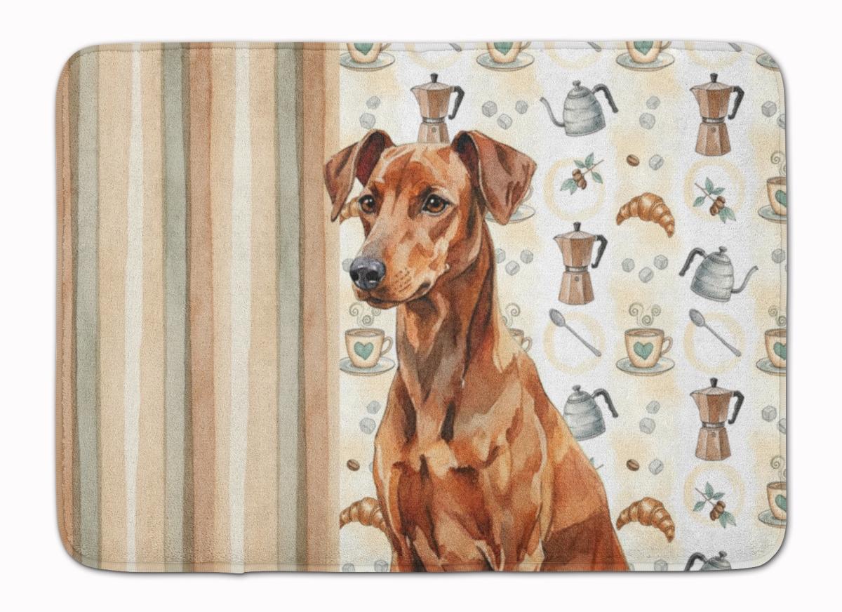 WDK7443RUG 19 x 27 in. Red German Pinscher Coffee Bar Memory Foam Kitchen Mat