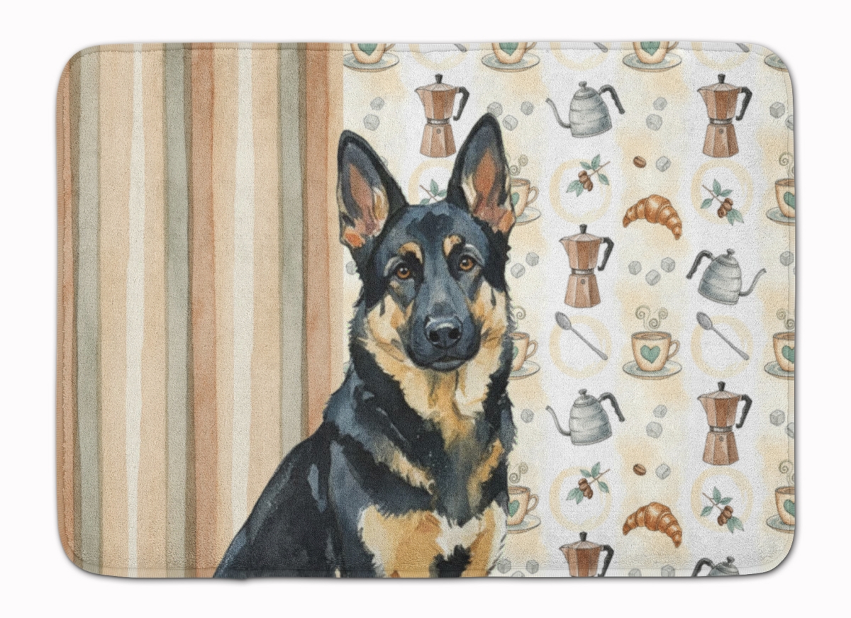 WDK7444RUG 19 x 27 in. Black & Tan German Shepherd Coffee Bar Memory Foam Kitchen Mat