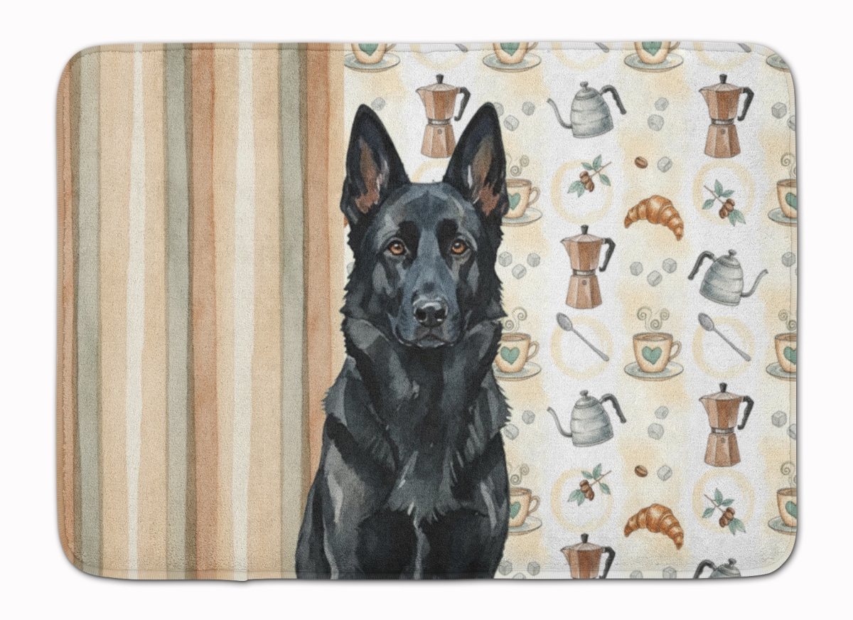 WDK7445RUG 19 x 27 in. Black German Shepherd Coffee Bar Memory Foam Kitchen Mat
