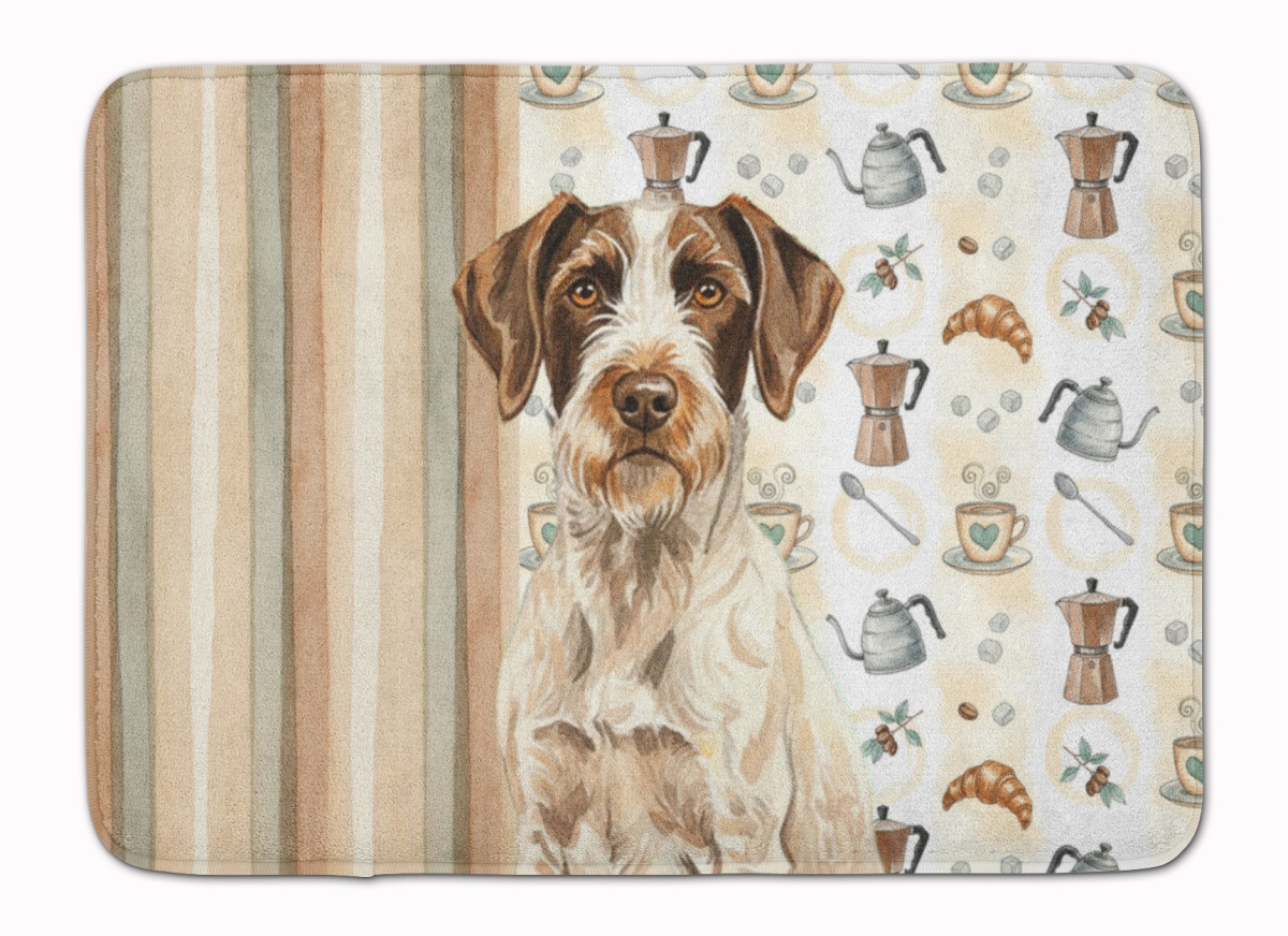 WDK7449RUG 19 x 27 in. Liver & White German Wirehaired Pointer Coffee Bar Memory Foam Kitchen Mat
