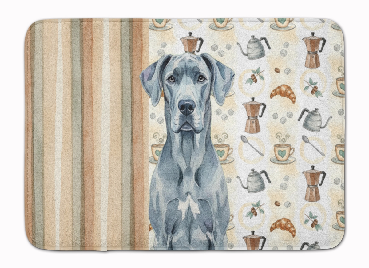 WDK7454RUG 19 x 27 in. Blue Great Dane Coffee Bar Memory Foam Kitchen Mat