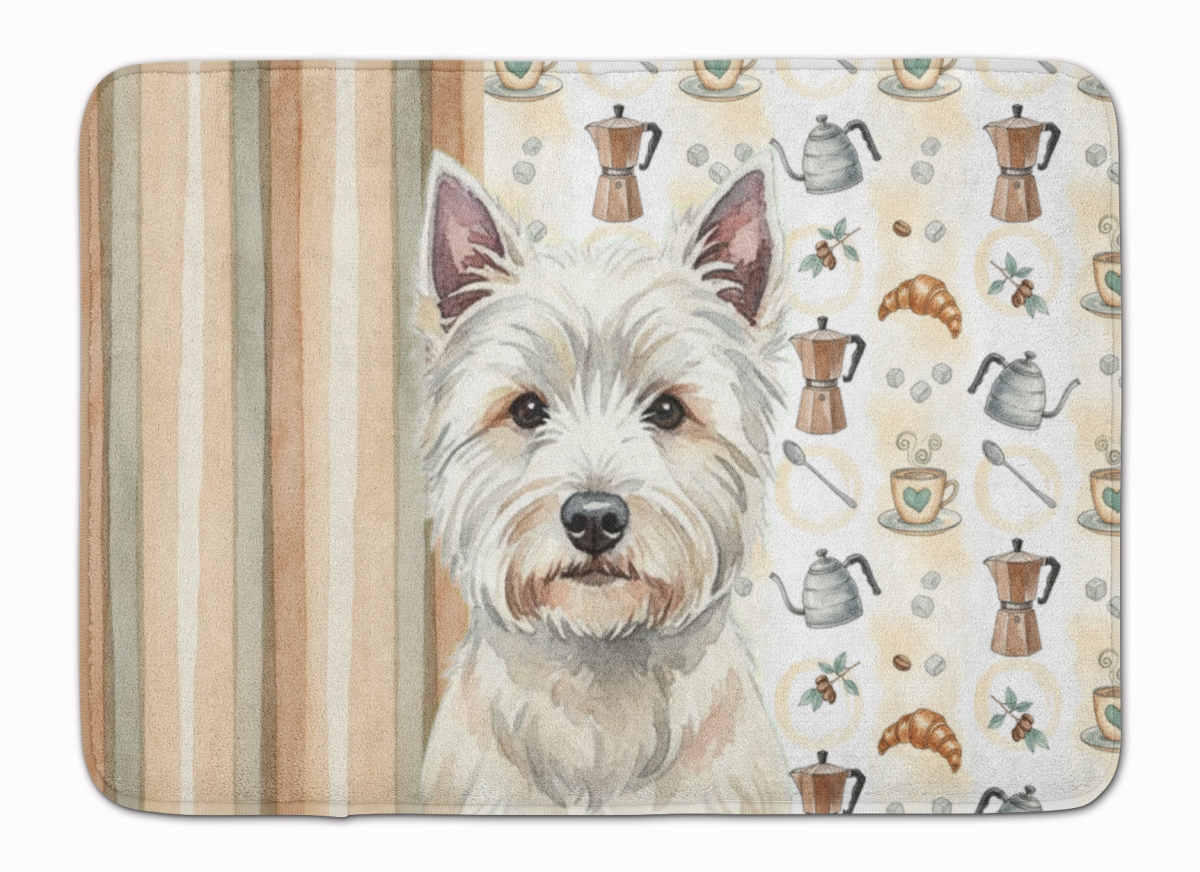 WDK7650RUG 19 x 27 in. Westie Coffee Bar Memory Foam Kitchen Mat