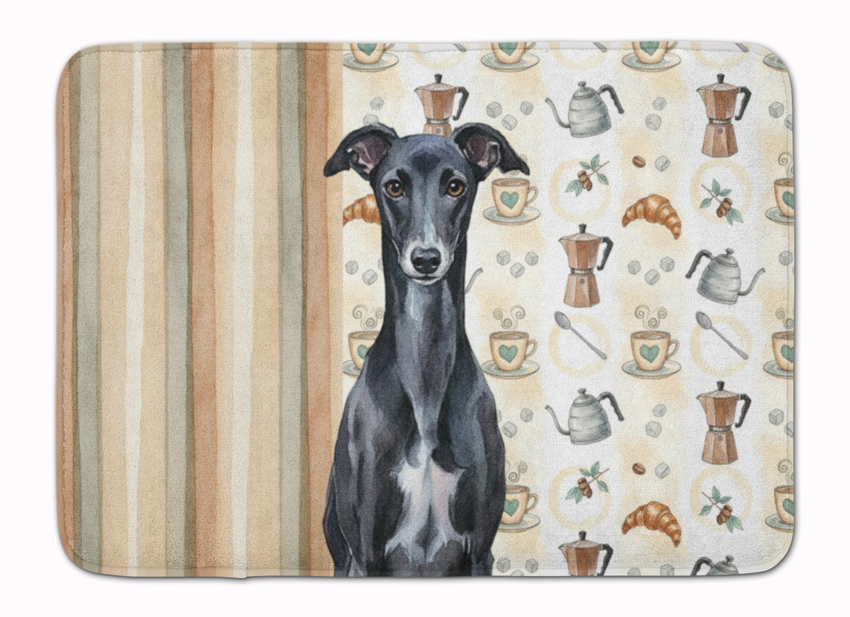 WDK7651RUG 19 x 27 in. Black Whippet Coffee Bar Memory Foam Kitchen Mat