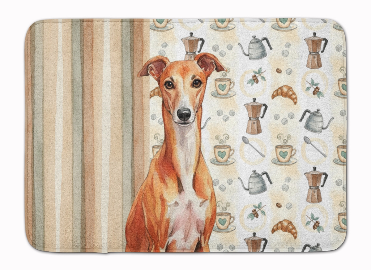 WDK7655RUG 19 x 27 in. Red Whippet Coffee Bar Memory Foam Kitchen Mat