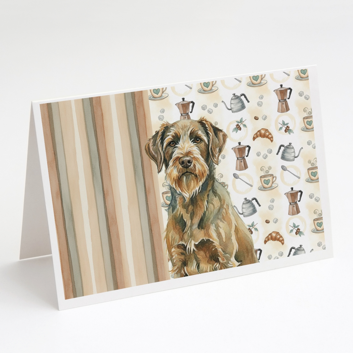 WDK7659GCA7P 5 x 7 in. Chestnut Wirehaired Pointing Griffon Coffee Bar Greeting Cards, Pack of 8