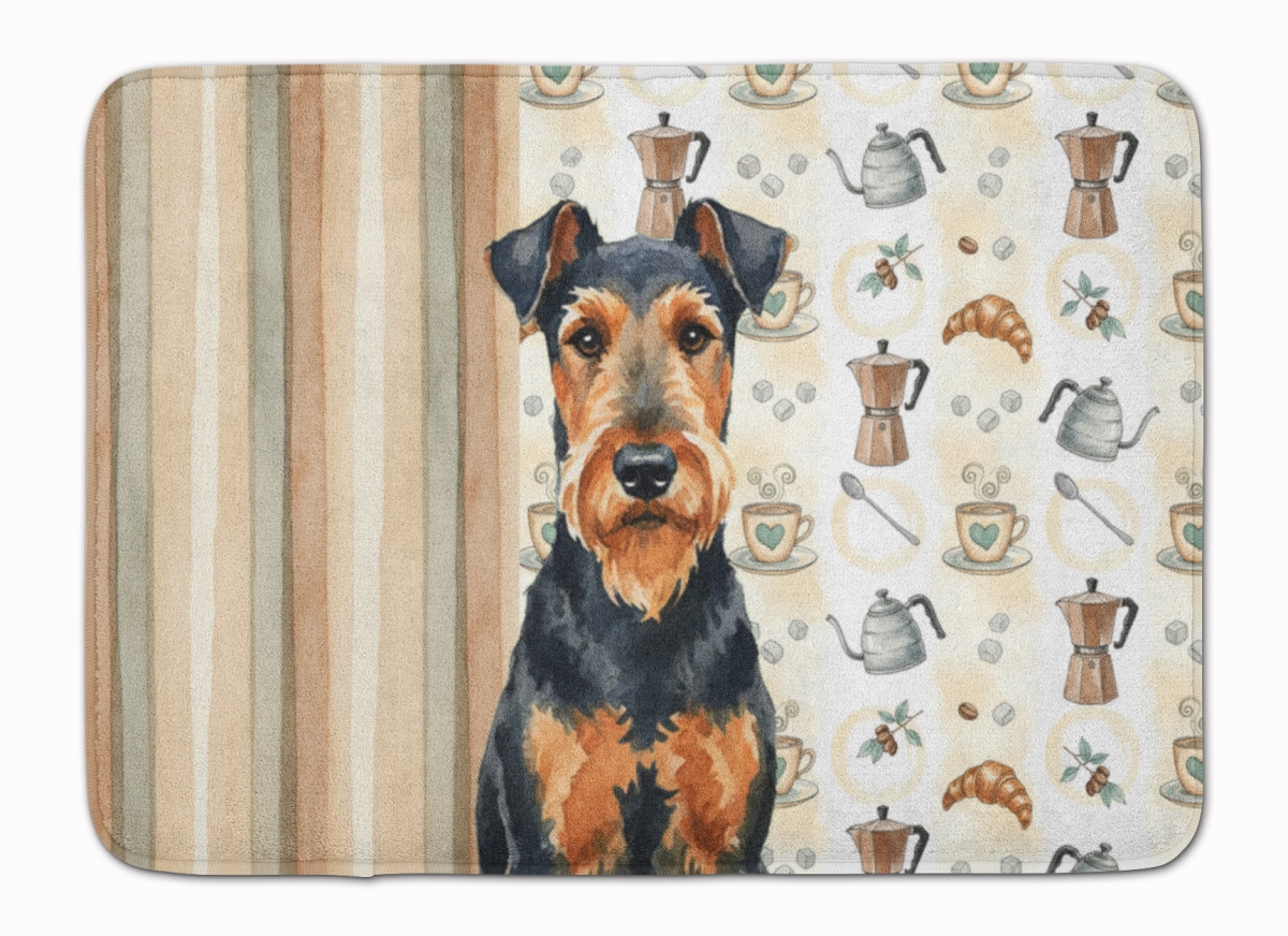 WDK7267RUG 19 x 27 in. Airedale Terrier Coffee Bar Memory Foam Kitchen Mat