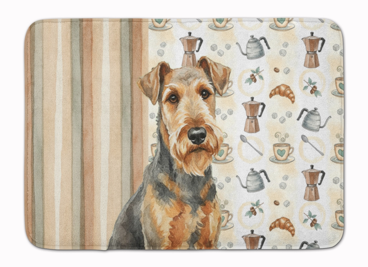 WDK7268RUG 19 x 27 in. Grizzle Airedale Terrier Coffee Bar Memory Foam Kitchen Mat