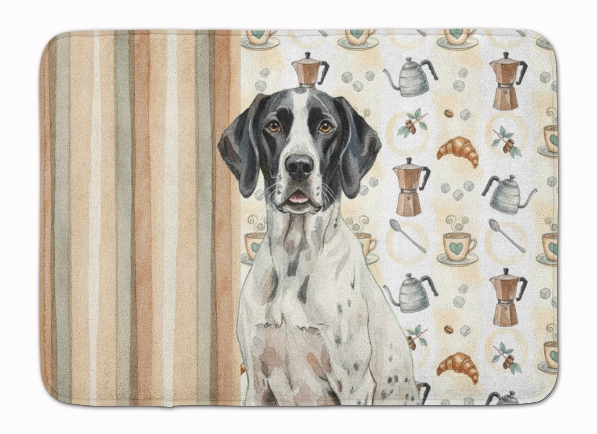 WDK7554RUG 19 x 27 in. Black & White Pointer Coffee Bar Memory Foam Kitchen Mat