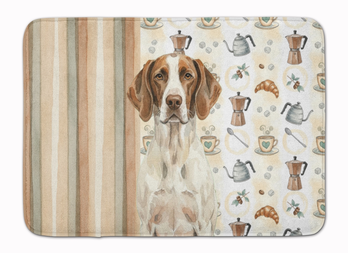 WDK7555RUG 19 x 27 in. Liver & White Pointer Coffee Bar Memory Foam Kitchen Mat