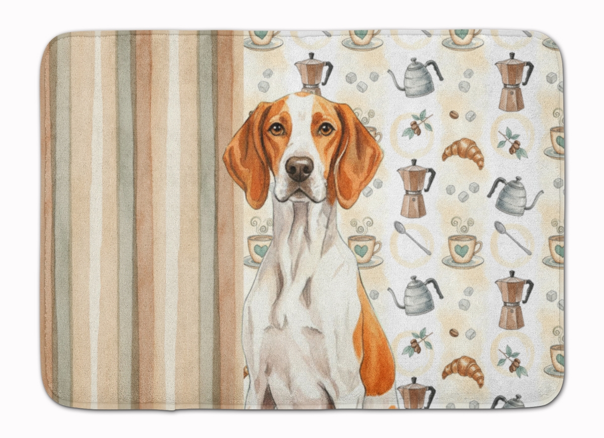 WDK7557RUG 19 x 27 in. Orange & White Pointer Coffee Bar Memory Foam Kitchen Mat