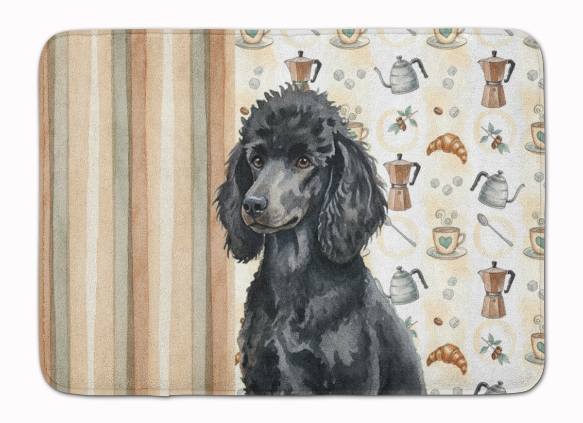 WDK7569RUG 19 x 27 in. Standard Black Poodle Coffee Bar Memory Foam Kitchen Mat