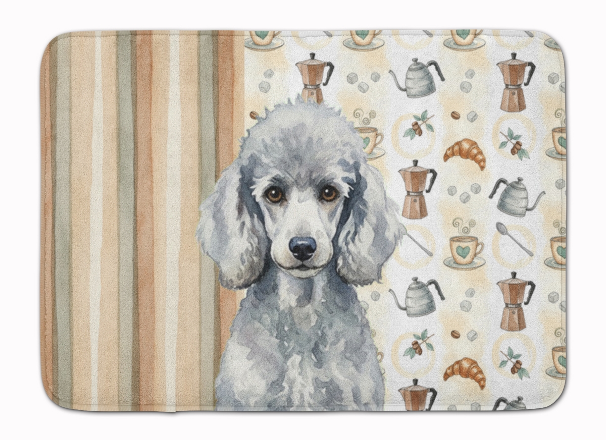 WDK7570RUG 19 x 27 in. Standard Silver Poodle Coffee Bar Memory Foam Kitchen Mat