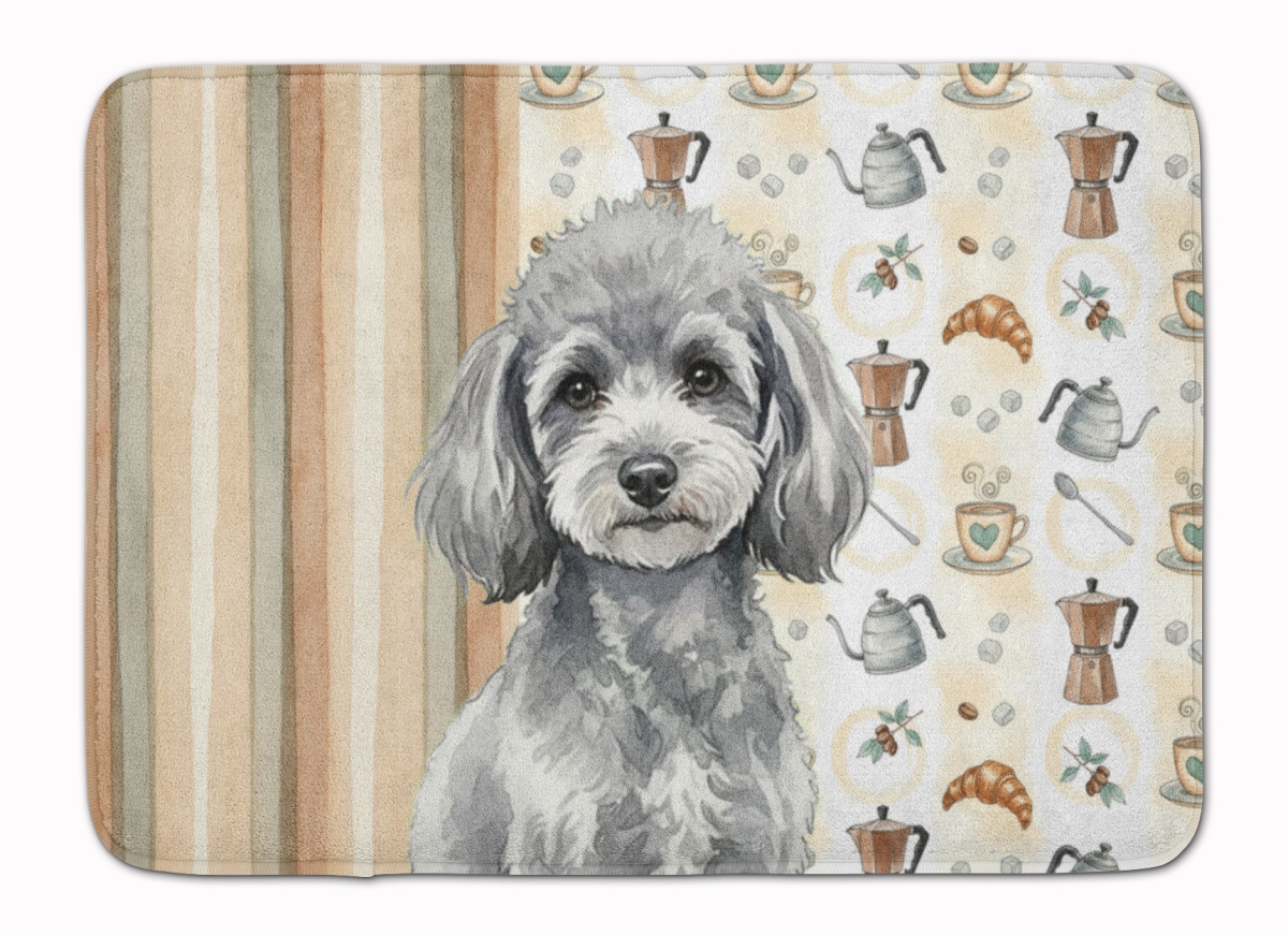 WDK7576RUG 19 x 27 in. Toy Silver Poodle Coffee Bar Memory Foam Kitchen Mat