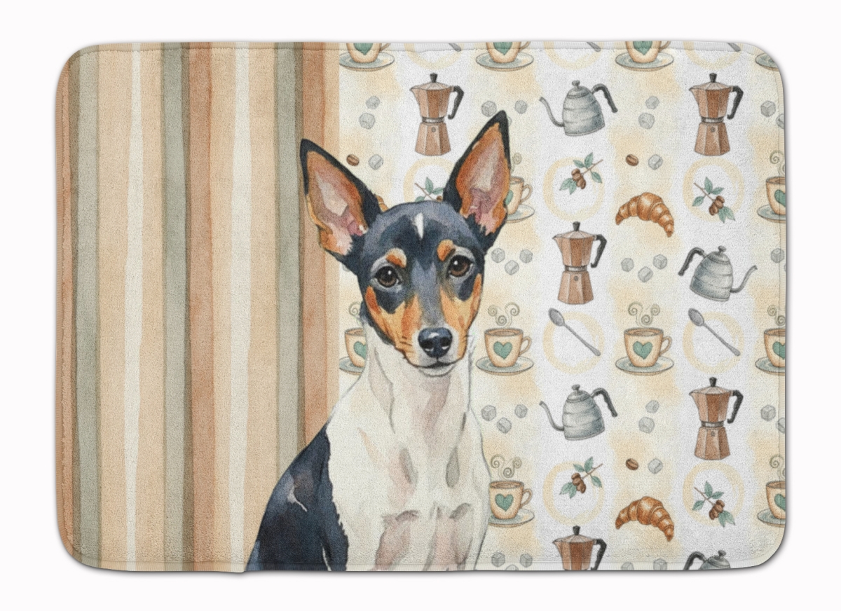 WDK7645RUG 19 x 27 in. Toy Fox Terrier Coffee Bar Memory Foam Kitchen Mat
