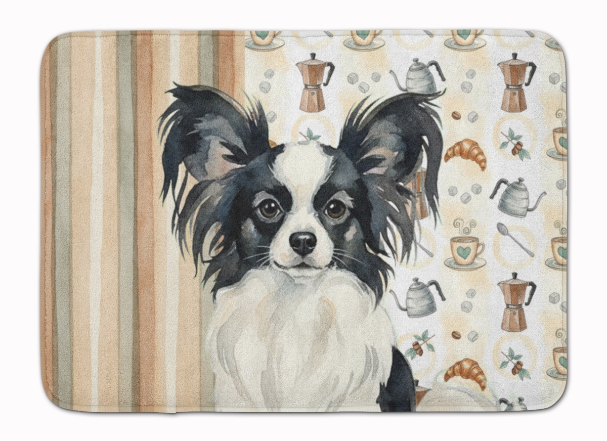 WDK7541RUG 19 x 27 in. Black & White Papillon Coffee Bar Memory Foam Kitchen Mat