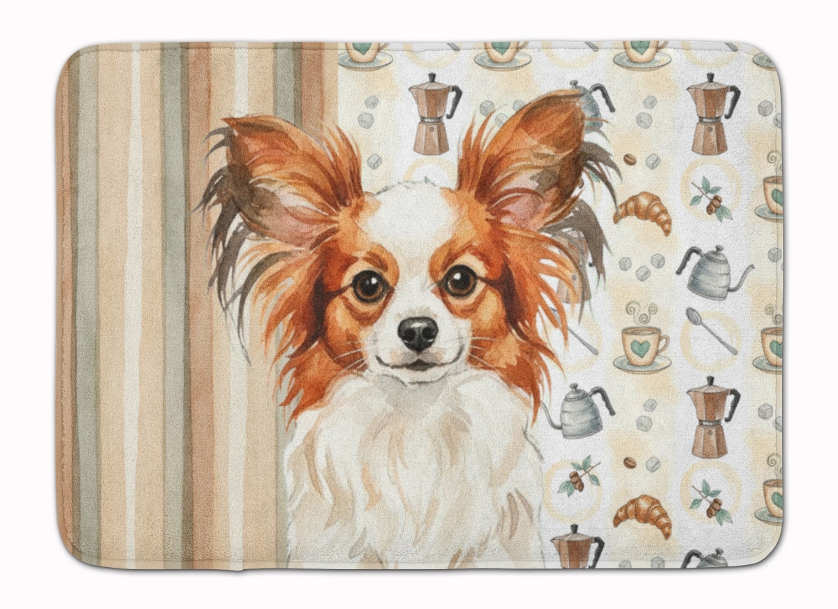 WDK7544RUG 19 x 27 in. White with Red Papillon Coffee Bar Memory Foam Kitchen Mat