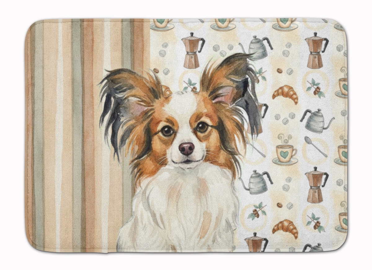 WDK7545RUG 19 x 27 in. White with Sable Papillon Coffee Bar Memory Foam Kitchen Mat