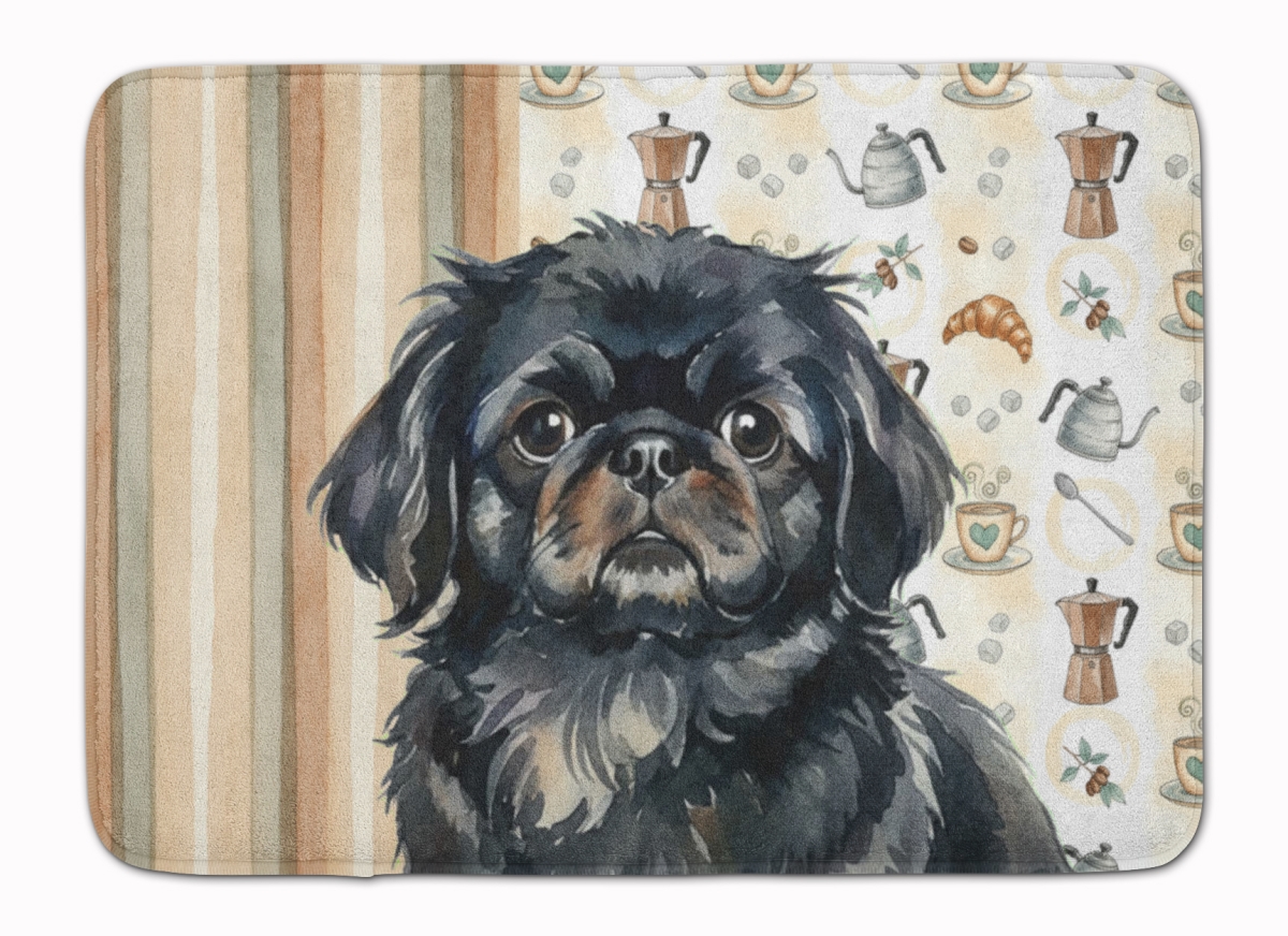 WDK7548RUG 19 x 27 in. Black Pekingese Coffee Bar Memory Foam Kitchen Mat