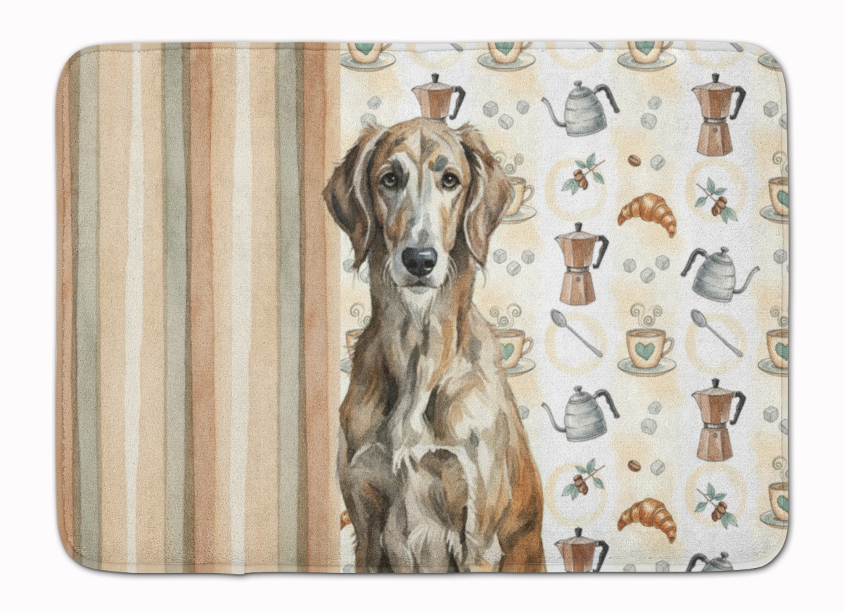 WDK7603RUG 19 x 27 in. Brindle Scottish Deerhound Coffee Bar Memory Foam Kitchen Mat