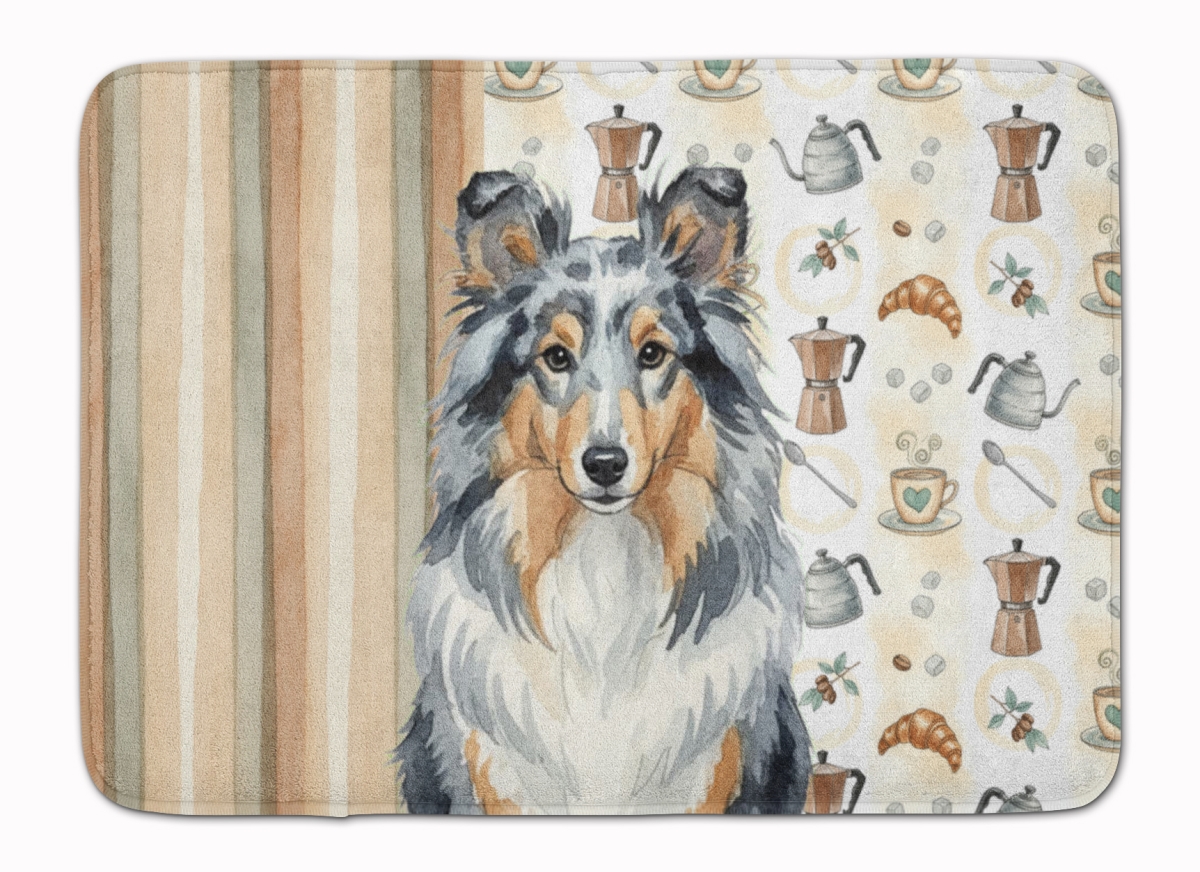 WDK7611RUG 19 x 27 in. Blue Merle Sheltie Coffee Bar Memory Foam Kitchen Mat