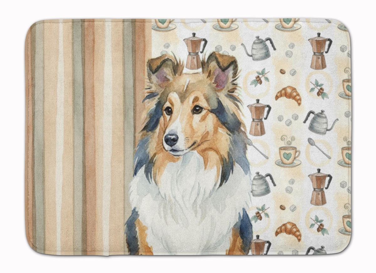 WDK7612RUG 19 x 27 in. Sable Sheltie Coffee Bar Memory Foam Kitchen Mat