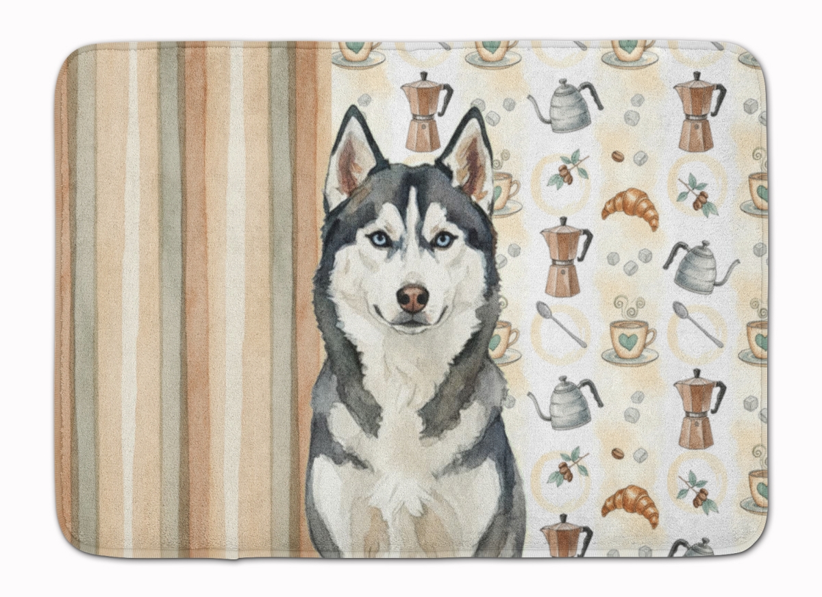 WDK7621RUG 19 x 27 in. Siberian Husky Coffee Bar Memory Foam Kitchen Mat
