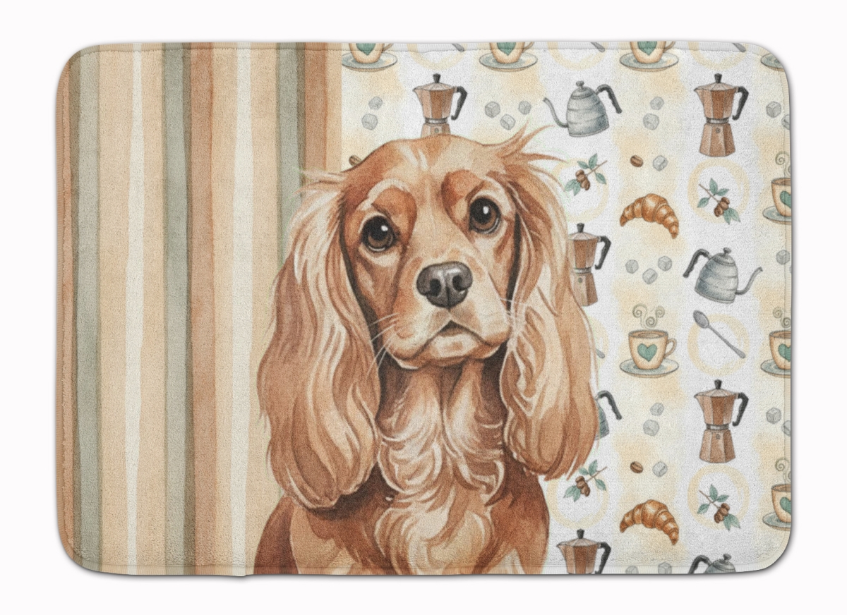 WDK7364RUG 19 x 27 in. Ruby Cavalier Spaniel Coffee Bar Memory Foam Kitchen Mat