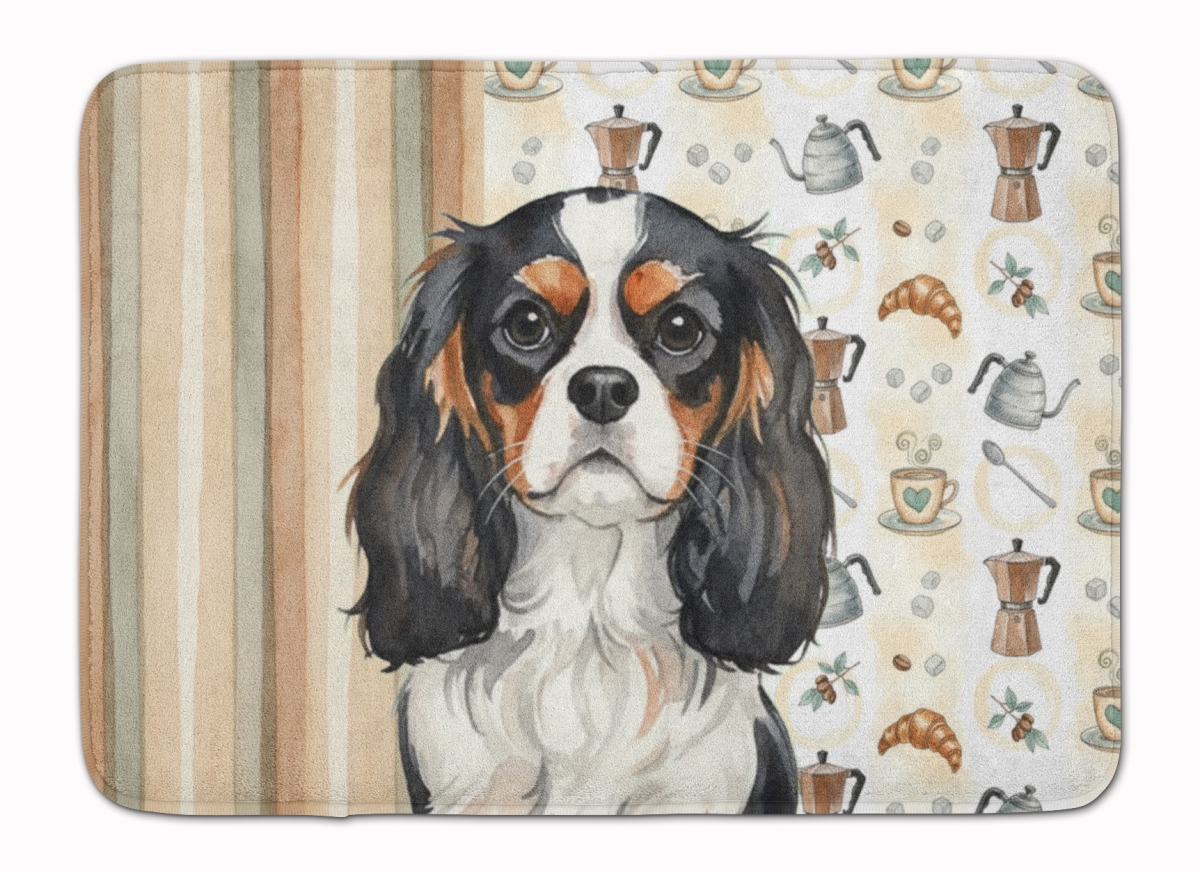 WDK7365RUG 19 x 27 in. Tricolor Cavalier Spaniel Coffee Bar Memory Foam Kitchen Mat