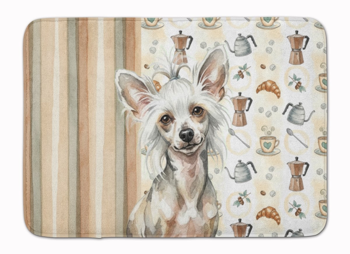 WDK7374RUG 19 x 27 in. Hairless Mottled Pattern Chinese Crested Coffee Bar Memory Foam Kitchen Mat