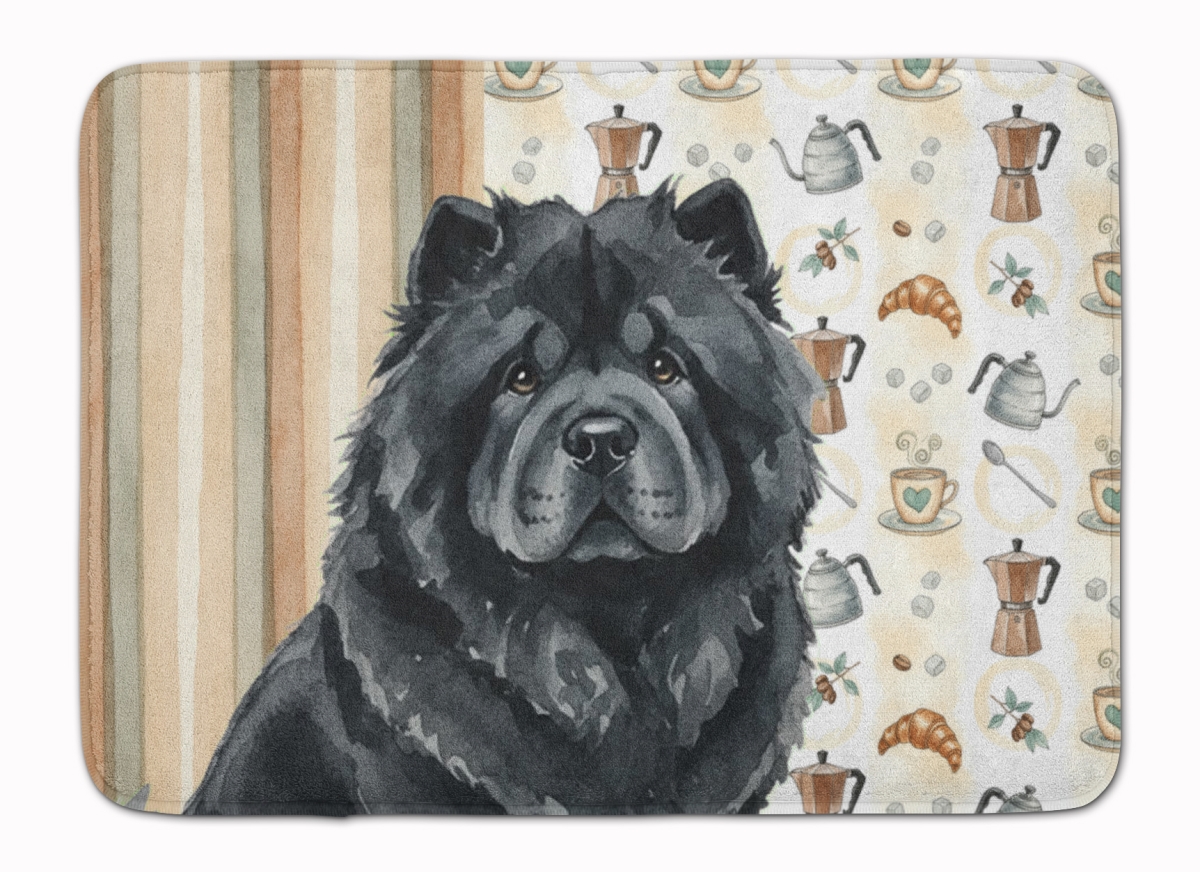 WDK7377RUG 19 x 27 in. Black Chow Chow Coffee Bar Memory Foam Kitchen Mat